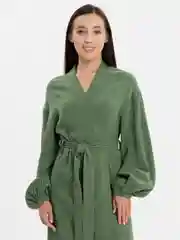 Зеленый женский халат из муслина