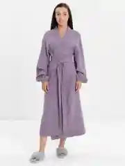 Лавандовый женский халат из муслина