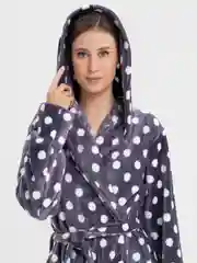 Синий халат женский,теплый, с капюшоном, размеры с 44 по 58, LILIANS