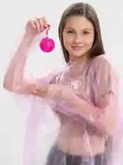 Красный дождевик с капюшоном в футляре/панчо