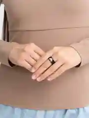 Черный кольцо из бисера "Сердце"