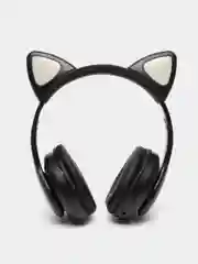 Черный беспроводные Bluetooth наушники с кошачьими светящимися ушками