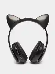 Черный беспроводные Bluetooth наушники с кошачьими светящимися ушками