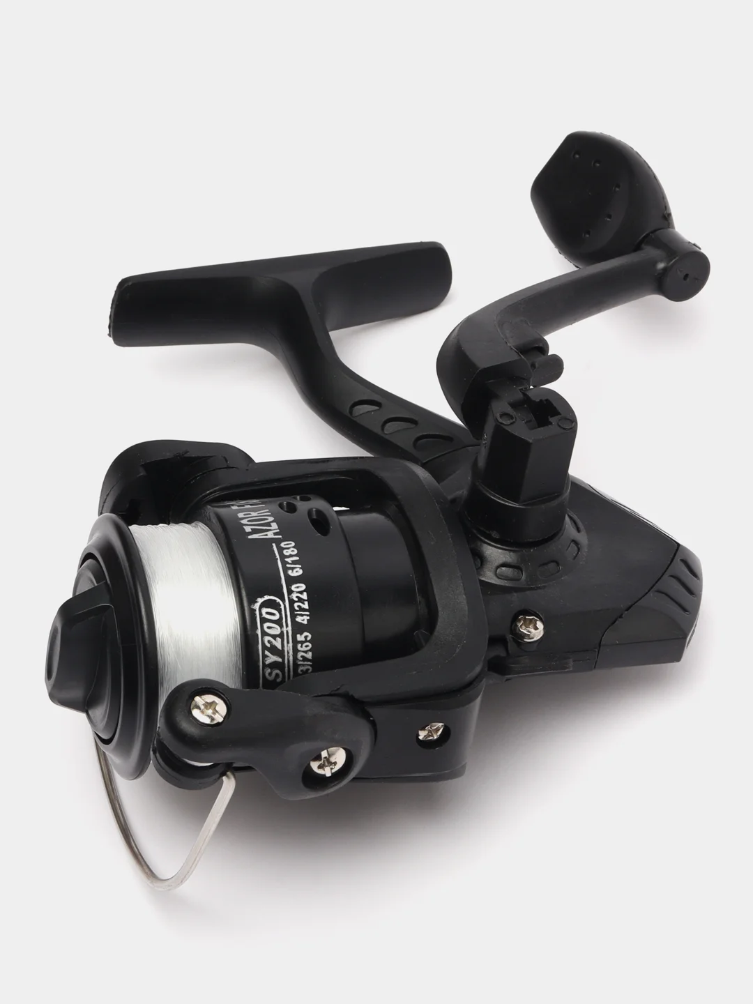 AZOR FISHING катушка SY 200, передний фрикцион, металл, пластик, с леской, 0.25 мм