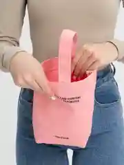 Розовый холщовая женская мини-сумка