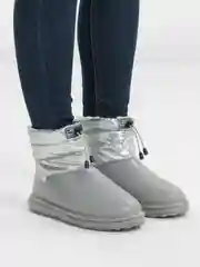 Серый угги женские зимние короткие с мехом дутики теплые