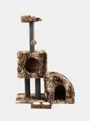 Коричневый игровой комплекс для кошек, с мисками
