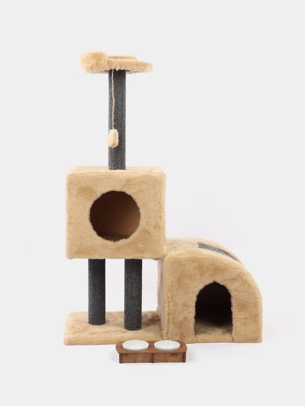 Игровой комплекс для кошек, с мисками