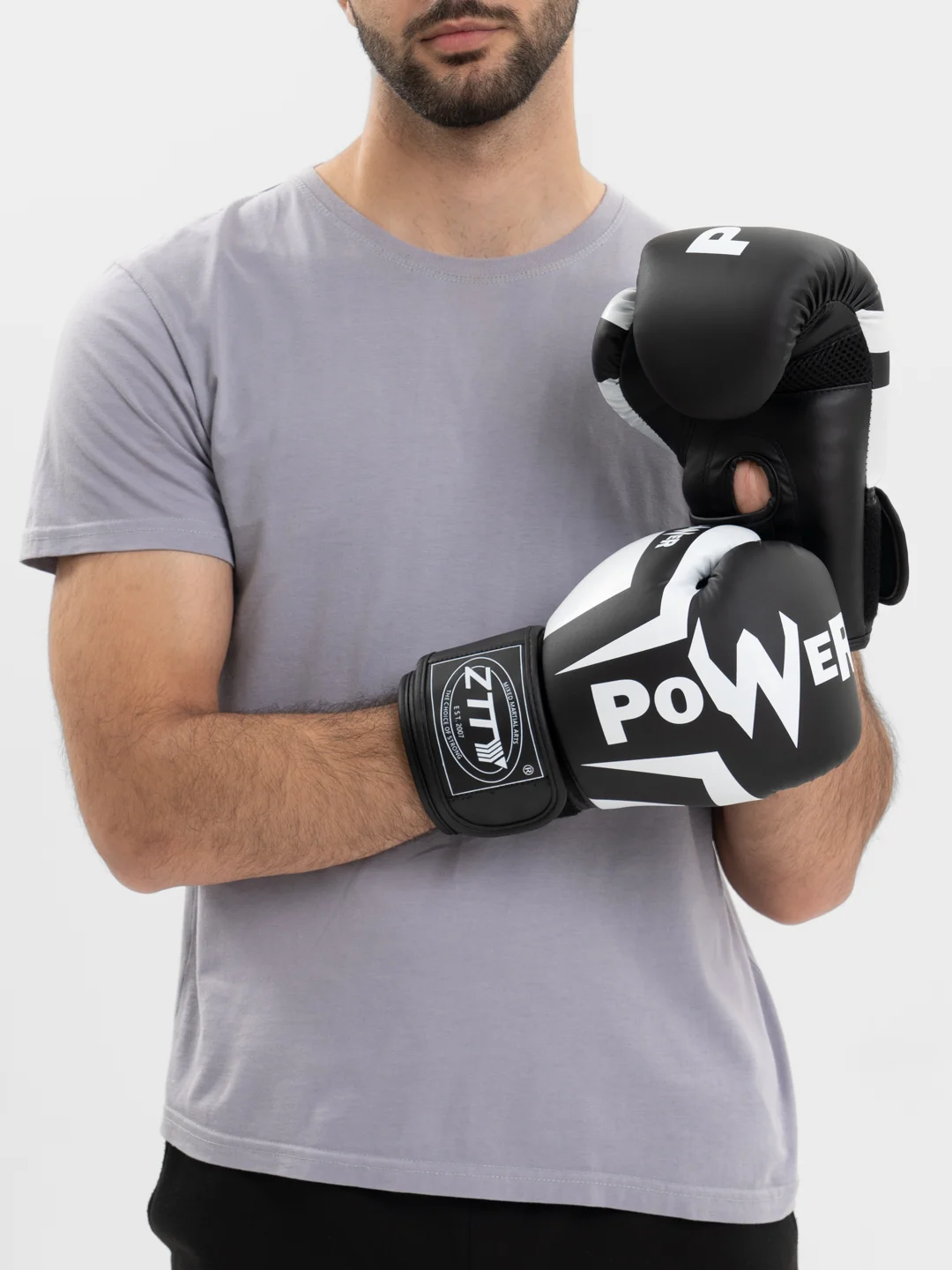 Черный перчатки боксерские Ztty Power, 8, 10, 12, 14 унций