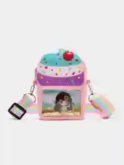 Розовый сумочка-кошелек детская "Мороженое pop-it", для девочки, на молнии, с ремешком через плечо