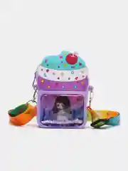 Фиолетовый сумочка-кошелек детская "Мороженое pop-it", для девочки, на молнии, с ремешком через плечо