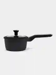 Черный ковш 1,4 л с крышкой,  антипригарное покрытие мрамор, индукция, BY COLLECTION