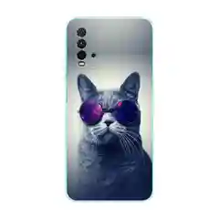 Синий меланж силиконовый чехол на Xiaomi Redmi 9T / Редми 9Т прозрачный, с рисунком, защита камеры