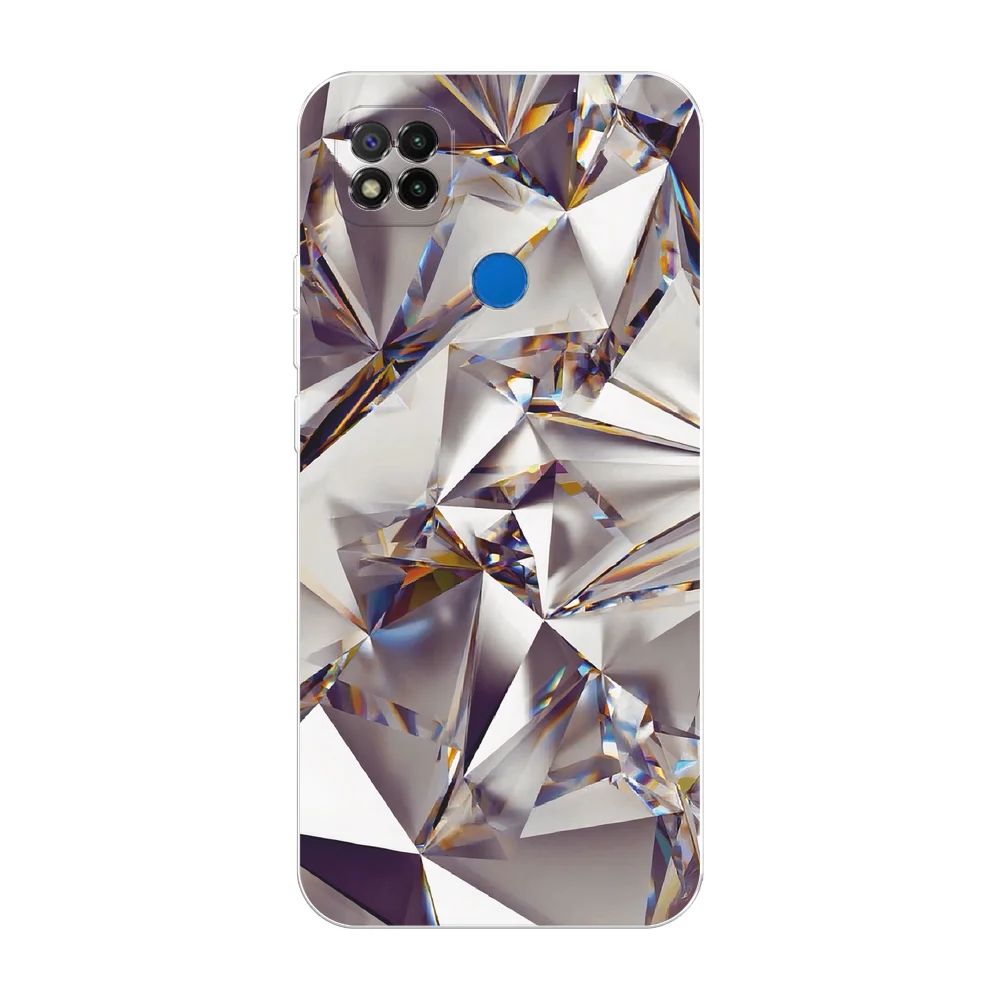 Серый металлик силиконовый чехол на Xiaomi Redmi 9C / Сяоми Редми 9С прозрачный с рисунком, защита камеры