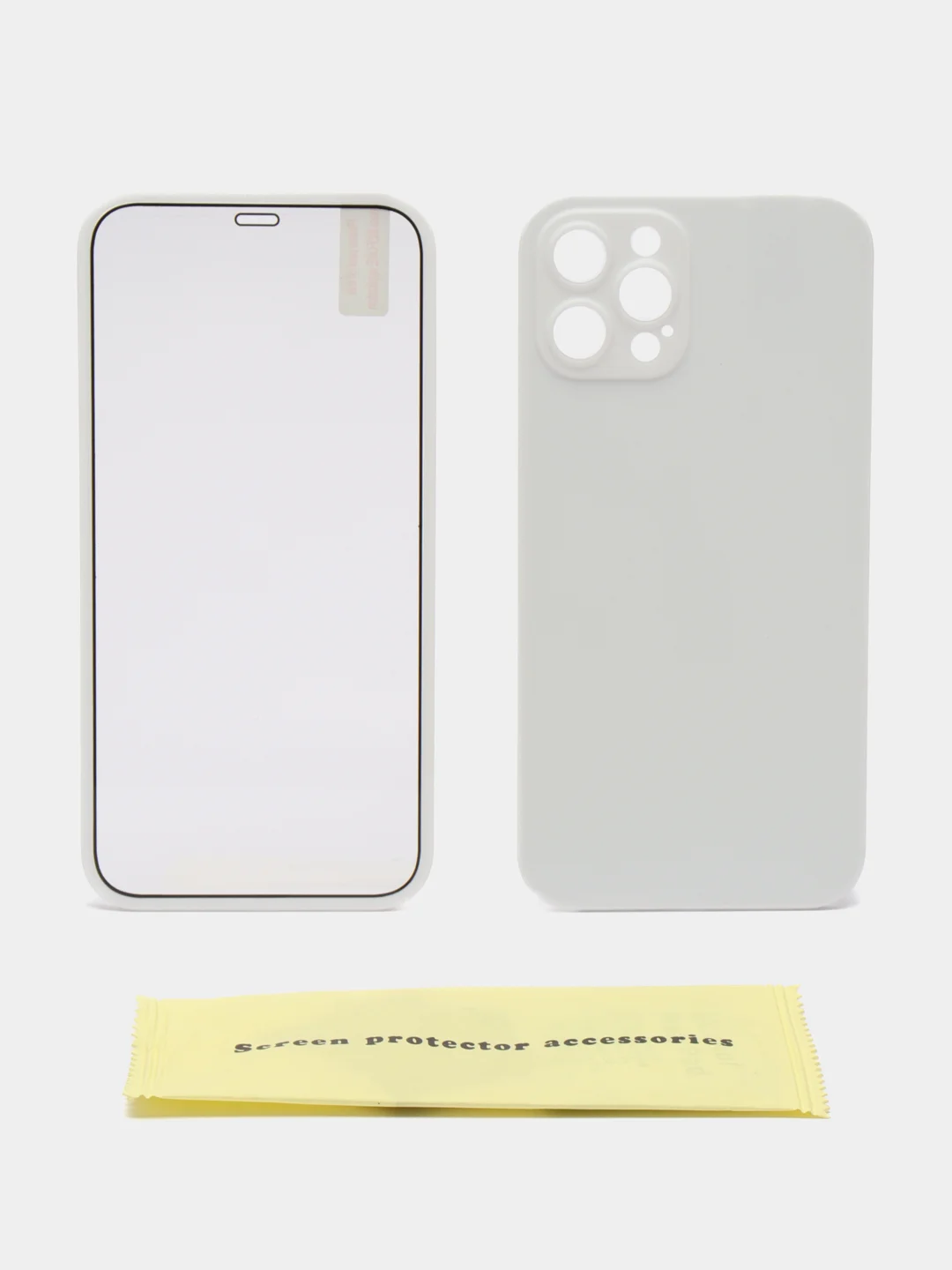 Белый чехол на Apple iPhone 12 Pro, 12 Pro Max (Айфон 12 Про Макс) 360 градусов с защитой экрана