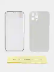 Белый чехол на Apple iPhone 12 Pro, 12 Pro Max (Айфон 12 Про Макс) 360 градусов с защитой экрана