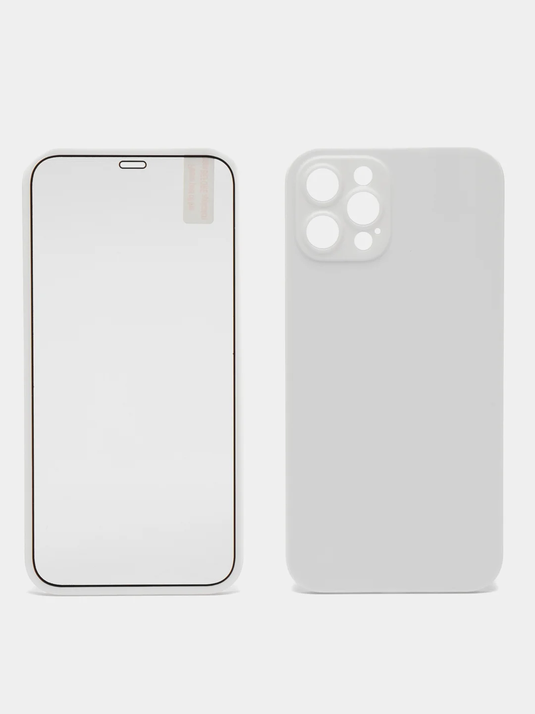 Белый чехол на Apple iPhone 12 Pro, 12 Pro Max (Айфон 12 Про Макс) 360 градусов с защитой экрана