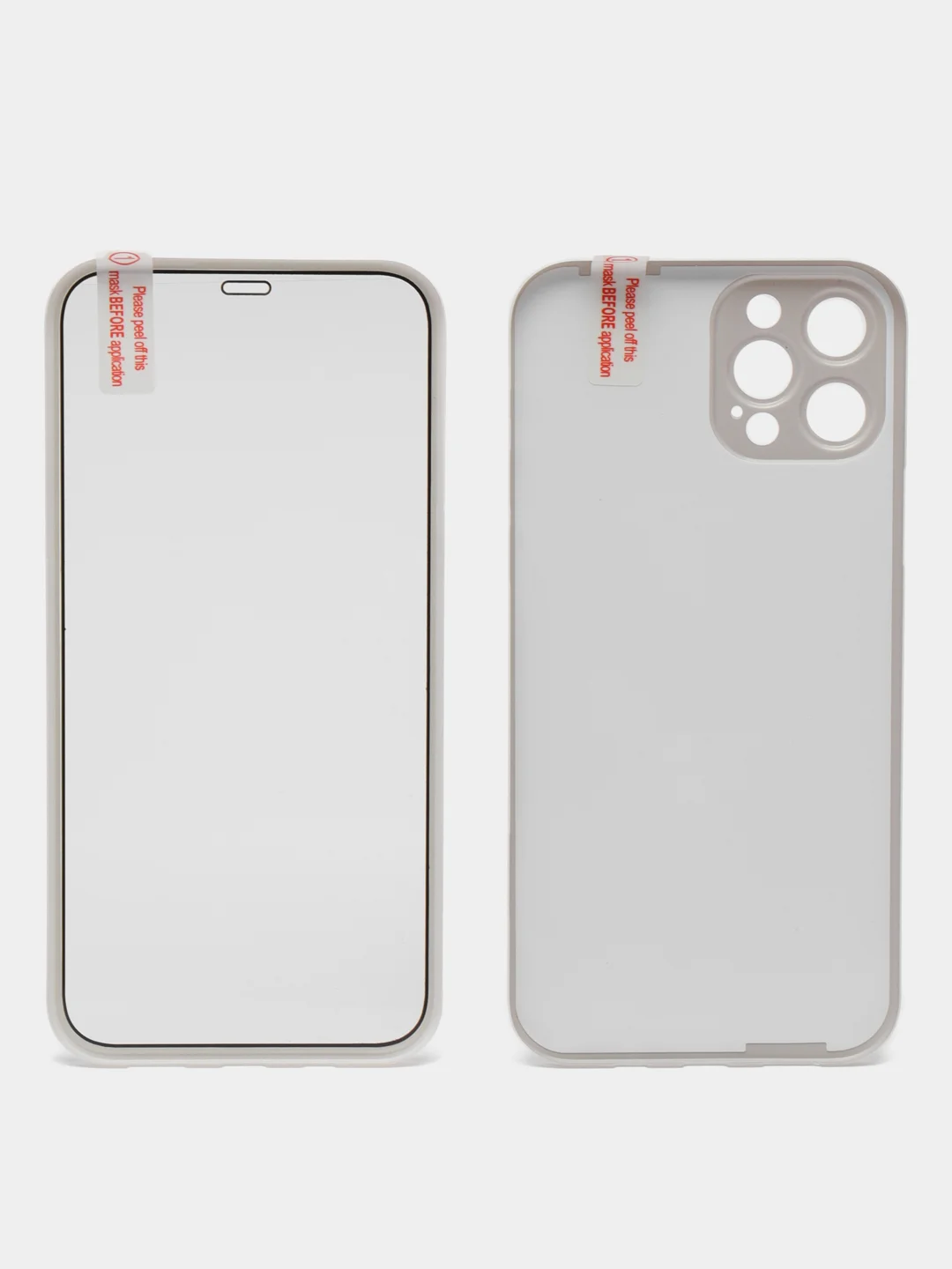 Белый чехол на Apple iPhone 12 Pro, 12 Pro Max (Айфон 12 Про Макс) 360 градусов с защитой экрана