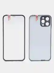 Темно-синий чехол на Apple iPhone 12 Pro, 12 Pro Max (Айфон 12 Про Макс) 360 градусов с защитой экрана