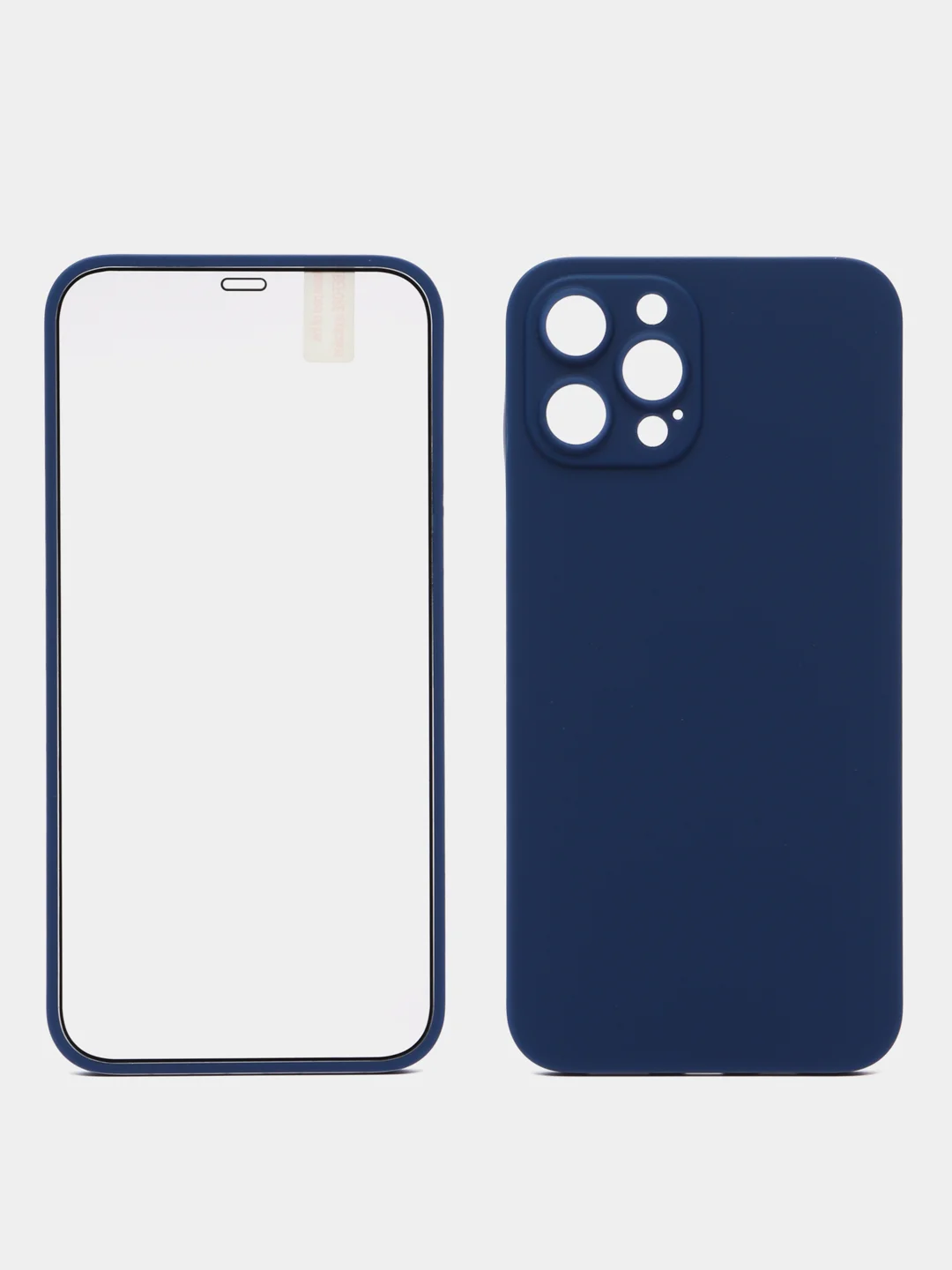 Темно-синий чехол на Apple iPhone 12 Pro, 12 Pro Max (Айфон 12 Про Макс) 360 градусов с защитой экрана