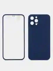 Темно-синий чехол на Apple iPhone 12 Pro, 12 Pro Max (Айфон 12 Про Макс) 360 градусов с защитой экрана