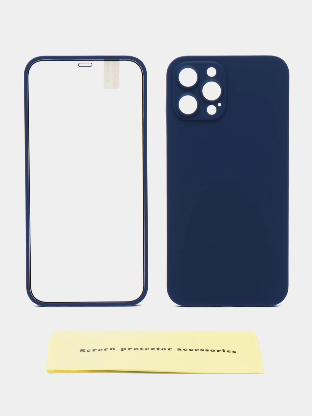 Темно-синий чехол на Apple iPhone 12 Pro, 12 Pro Max (Айфон 12 Про Макс) 360 градусов с защитой экрана