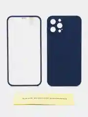Темно-синий чехол на Apple iPhone 12 Pro, 12 Pro Max (Айфон 12 Про Макс) 360 градусов с защитой экрана