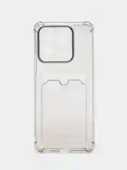 Хром силиконовый чехол для Xiaomi 13 Pro (Сяоми 13 Про), с карманом для карт, прозрачный