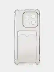 Хром силиконовый чехол для Xiaomi 13 Pro (Сяоми 13 Про), с карманом для карт, прозрачный