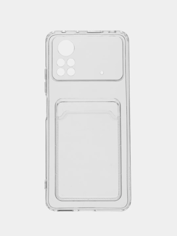 Чехол с карманом для карт Xiaomi Poco X4 Pro 5G 2022, прозрачный, силиконовый