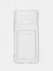 Чехол с карманом для карт Xiaomi Poco C40, прозрачный, силиконовый