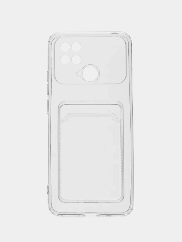 Чехол с карманом для карт Xiaomi Poco C40, прозрачный, силиконовый