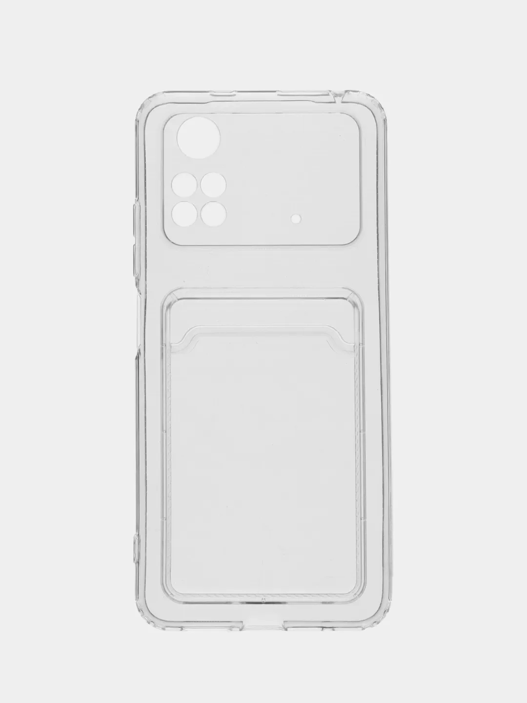 Чехол с карманом для карт Xiaomi Poco M4 Pro 4G, прозрачный, силиконовый