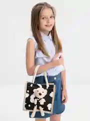Черный сумочка с Мишкой - игрушкой экологичная 20х20х12 см