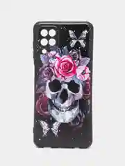 Тёмно-бордовый силиконовый чехол для Samsung Galaxy A12 / M12, с принтом, с рисунком (Самсунг А12 / М12)