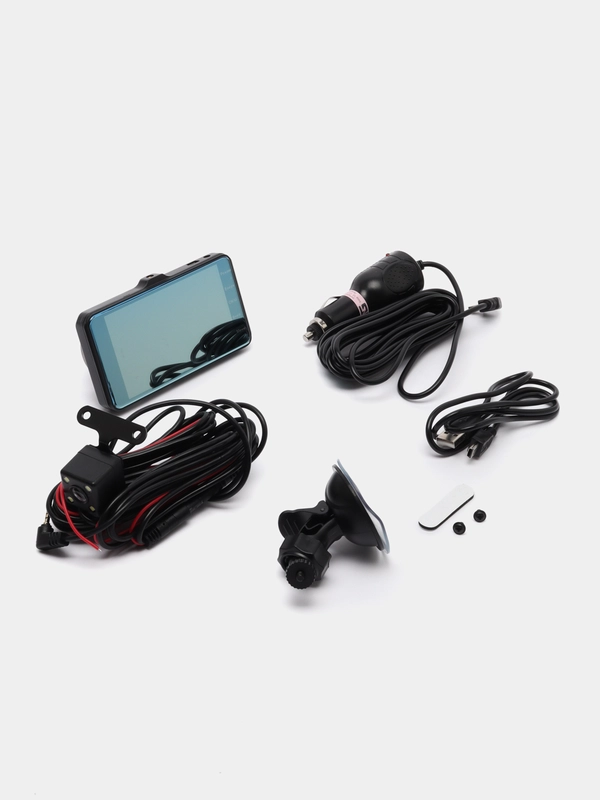 Видеорегистратор NG Full HD, с 2 камерами, 150 градусов, дисплей 4", Micro-SD, 12/24 В, 3,4 М, пластик