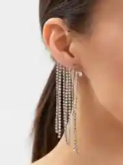 Серьги каффы со стразами, моносерьга, вечерние