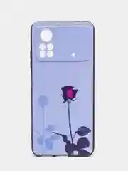 Серебряный силиконовый чехол для POCO X4 Pro 5G, с принтом, с рисунком (Поко Х4 Про 5г)