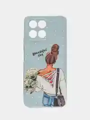 Тёмно-серый силиконовый чехол для Huawei Honor X6/X6s / Хонор Х6/X6s с рисунком, защита камеры