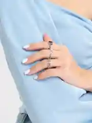 Серебряные кольца, набор женских колец, кольца с черным камнем, 3 штуки