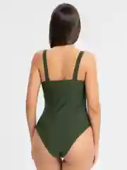 Зелёный хаки слитный женский купальник