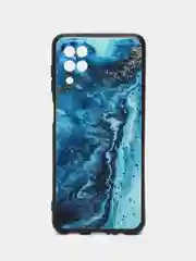 Тёмно-бирюзовый силиконовый чехол для Samsung Galaxy A12 / M12, с принтом, с рисунком (Самсунг А12 / М12)