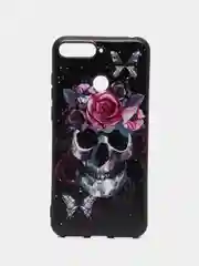 Тёмно-бордовый силиконовый чехол для Huawei Y6 2018 / Honor 7C / 7A Pro / Y6 Prime, с принтом, с рисунком Хуавей у6 Хонор 7С 7А про