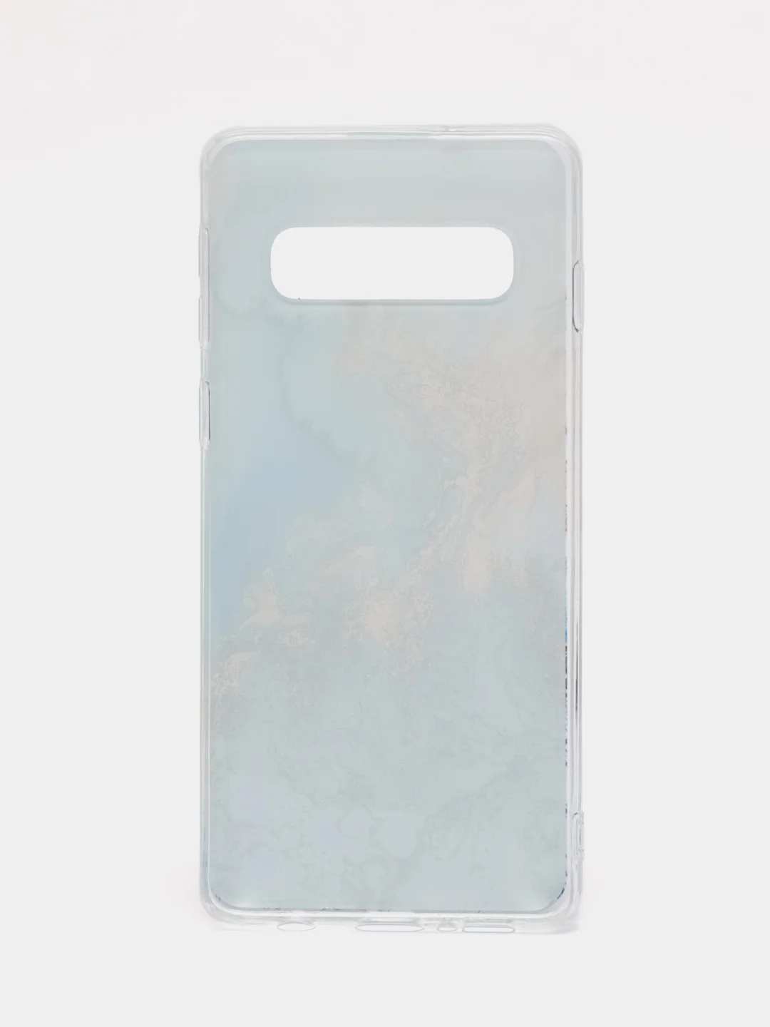 Голубой силиконовый чехол на Samsung Galaxy S10 / Самсунг S10 прозрачный с рисунком, защита камеры