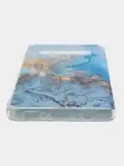Голубой силиконовый чехол на Samsung Galaxy S10 / Самсунг S10 прозрачный с рисунком, защита камеры