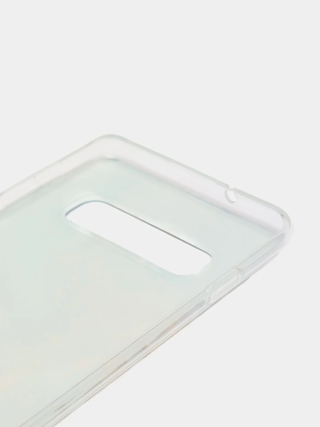 Голубой силиконовый чехол на Samsung Galaxy S10 / Самсунг S10 прозрачный с рисунком, защита камеры