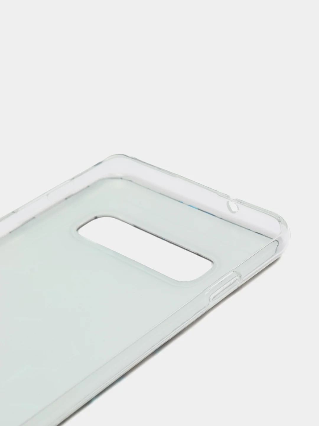 Бирюзовый силиконовый чехол на Samsung Galaxy S10 / Самсунг S10 прозрачный с рисунком, защита камеры