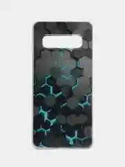 Бирюзовый силиконовый чехол на Samsung Galaxy S10 / Самсунг S10 прозрачный с рисунком, защита камеры