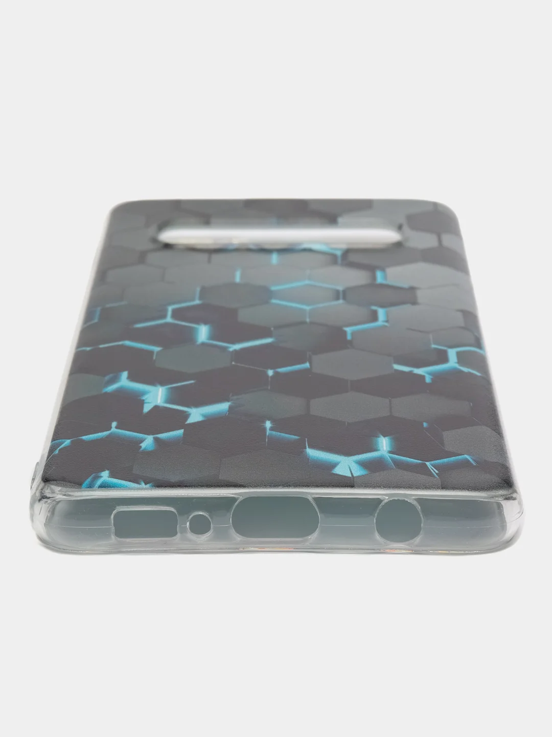 Бирюзовый силиконовый чехол на Samsung Galaxy S10 / Самсунг S10 прозрачный с рисунком, защита камеры
