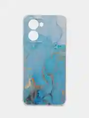 Светло-синий силиконовый чехол на Realme C33 / Реалми С33 прозрачный, с рисунком, защита камеры